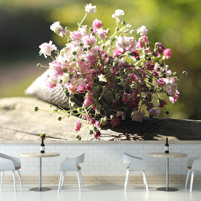 Beautiful Flowers Murals Wallpaper Flower Stain Resistant Wall Decor for Girl Bedroom