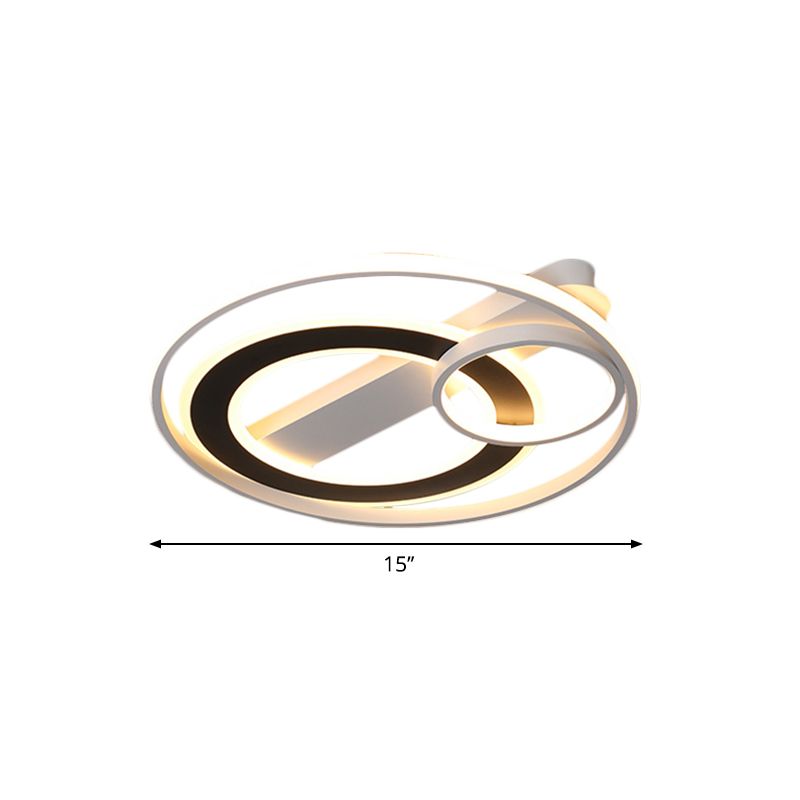 Halo Ring Metallic Deckenleuchte, moderne schwarz-weiße LED-Einbaubeleuchtung in warmem/weißem Licht, 15"/18"/21,5" W