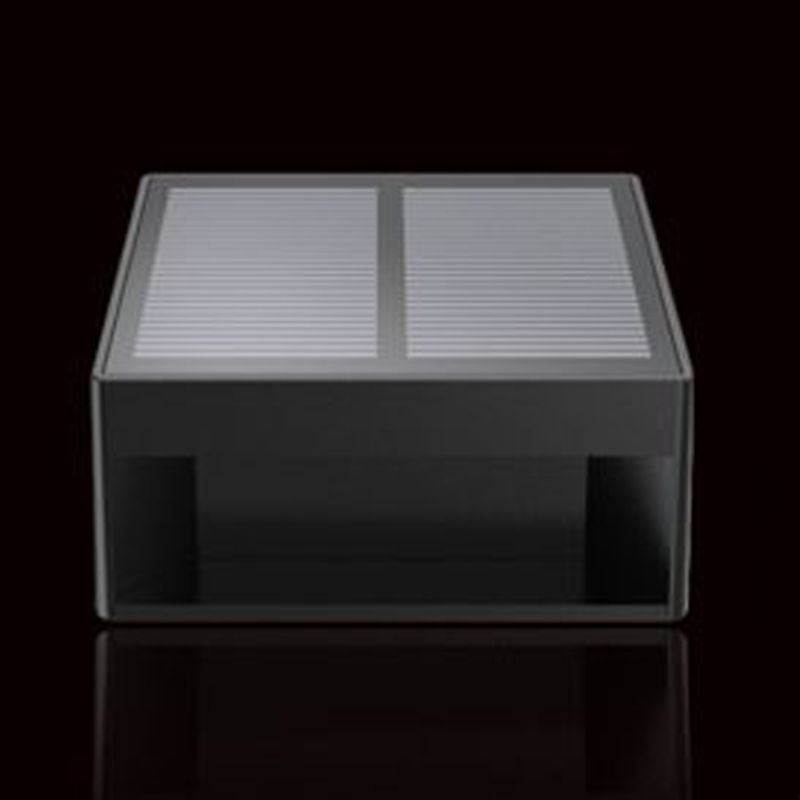Rectangular Shape Metal Outdoor Lights Modern Style 1-Light Solar Pillar Lamp in Black