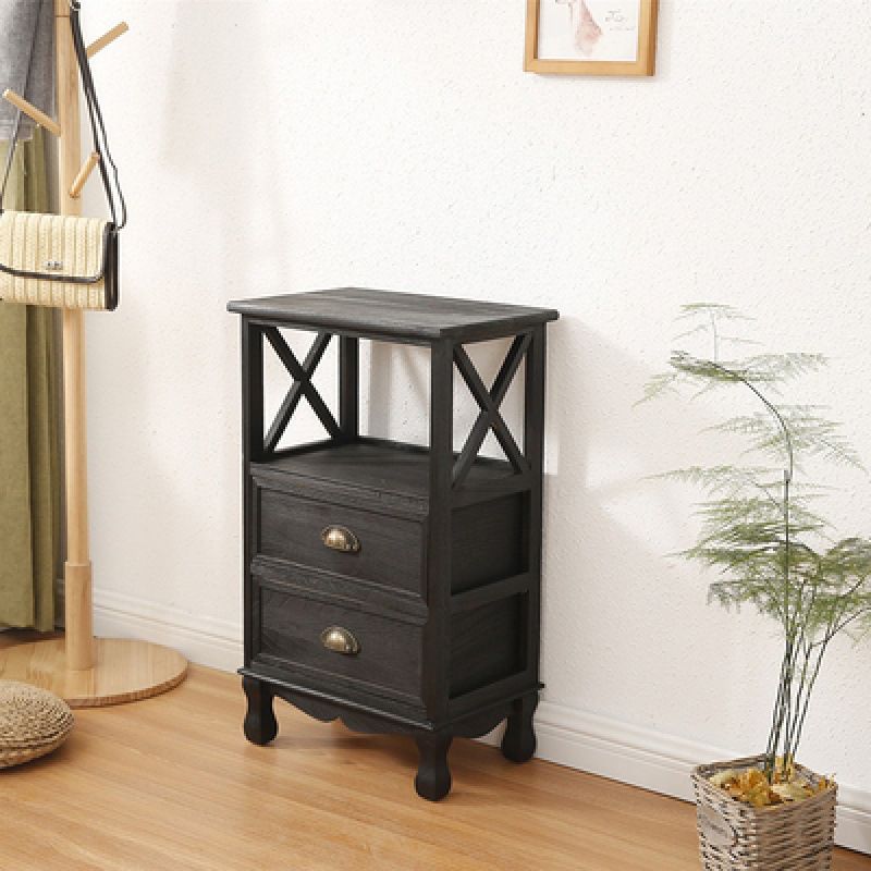 Modern Wood Accent Chest with Drawers and Shelf 11.81" Wide Chest