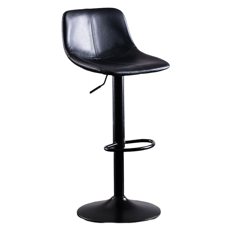 Industrial Bar and Counter Stool Low Back Stool with Pedestal Base in Black