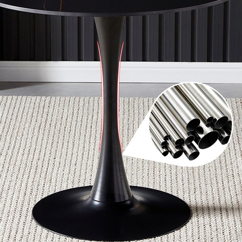 Round Tulip Base Modern Dining Table Two-Color Fixed Table with Sintered Stone