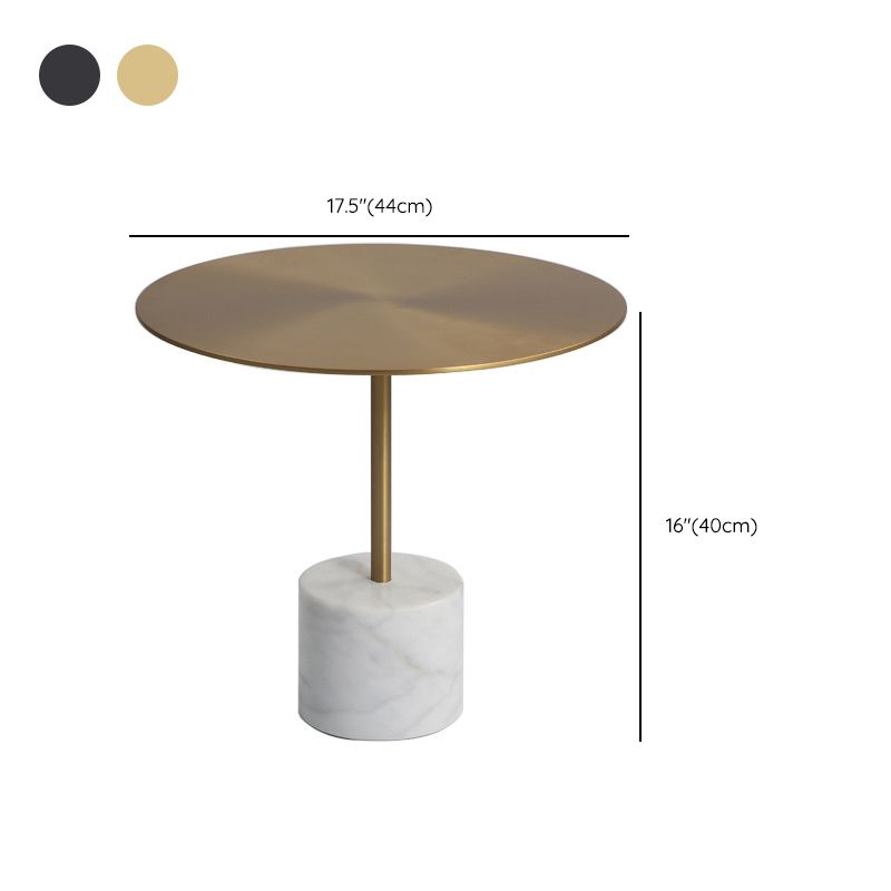 Modern Round Pedestal Side Table Metal and Marble Side End Table