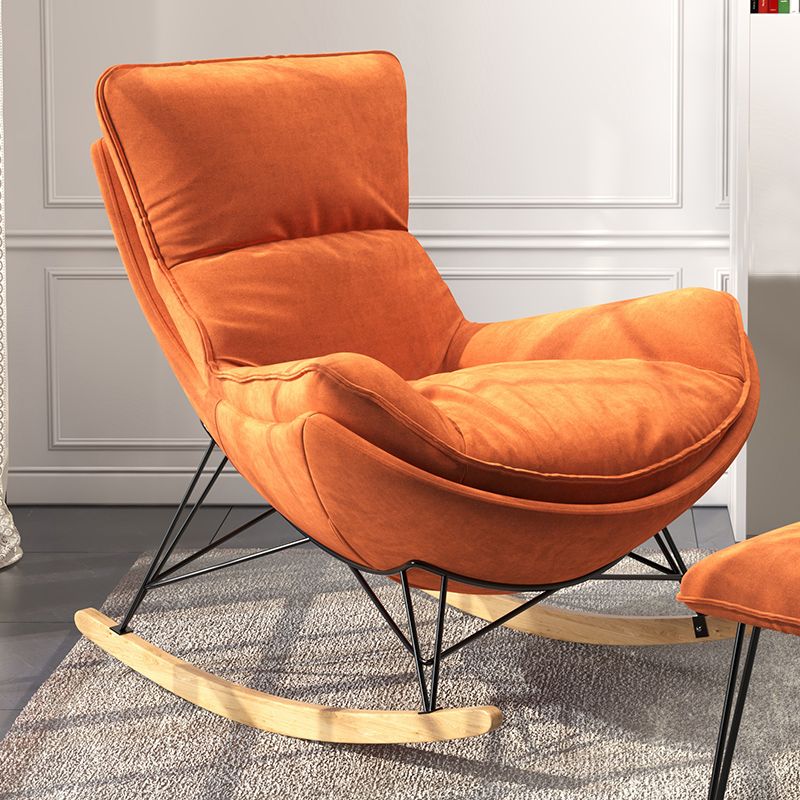 Contemporary Upholstered Rocker Chair Metal Frame Spindle Rocker Chair for Living Room