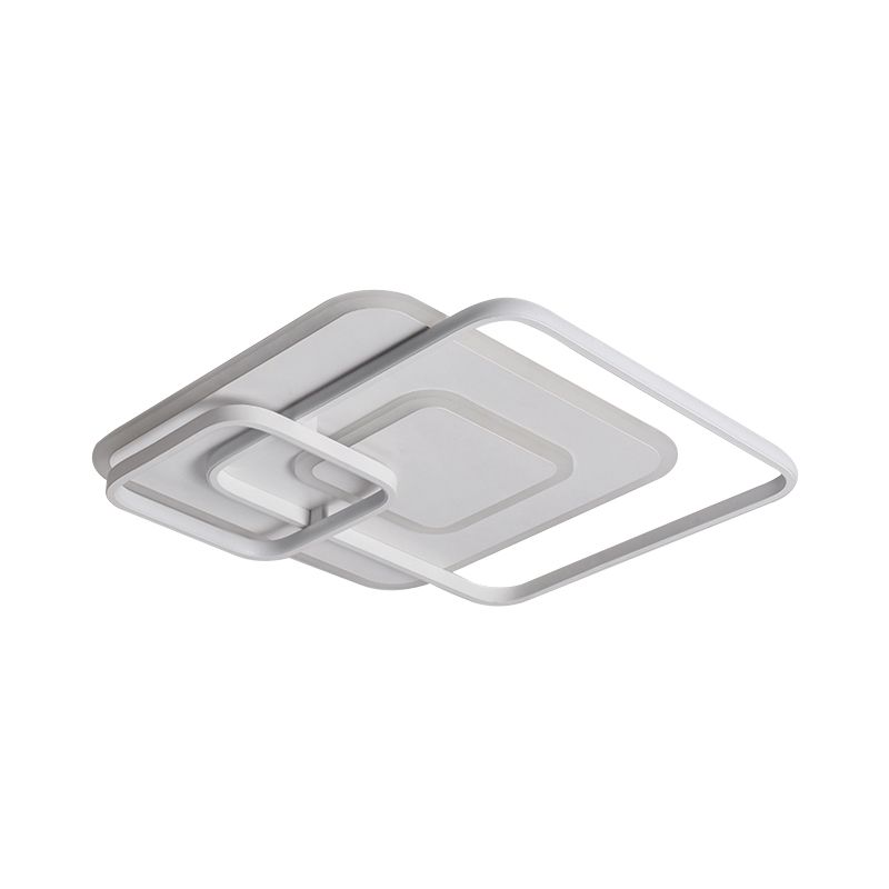 18"/21.5" W Hotel LED Flush Mount Light Modern White Close to Ceiling Lamp with Stacking Square Acrylic Frame in Warm/White Light