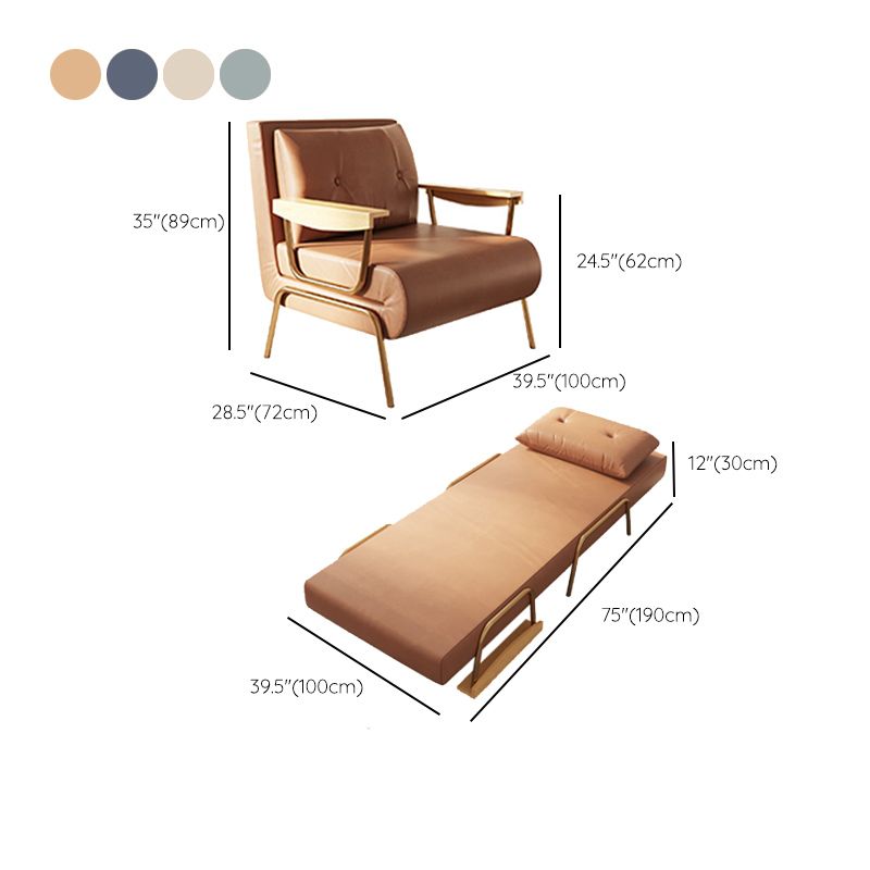 Glam Foldable Futon Sofa Bed Bonded Leather Convertible Sofas