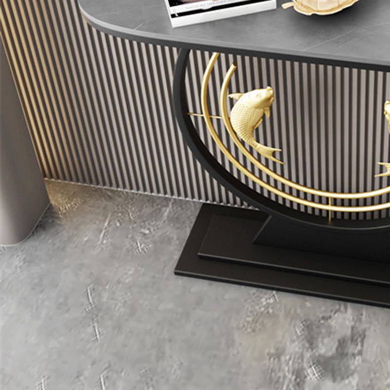 Half Moon Shape Contemporary Console Table Stone Console Sofa Table for Hall