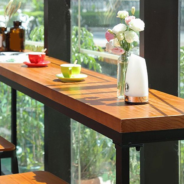 Modern Bar Table Set 1/2/5 Pieces Rectangle Bar Table and Stool with Metal Footrest