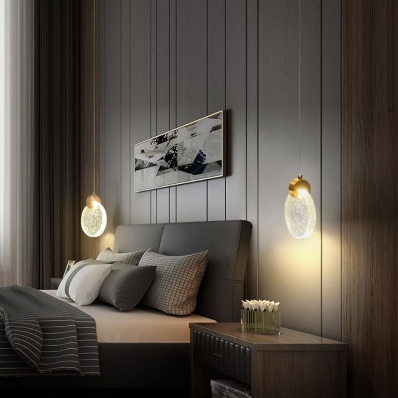 Aluminiumgold LED Hängende Lampe im modernen Luxusstil Kristallgeometrischen Anhänger Licht für Schlafzimmer