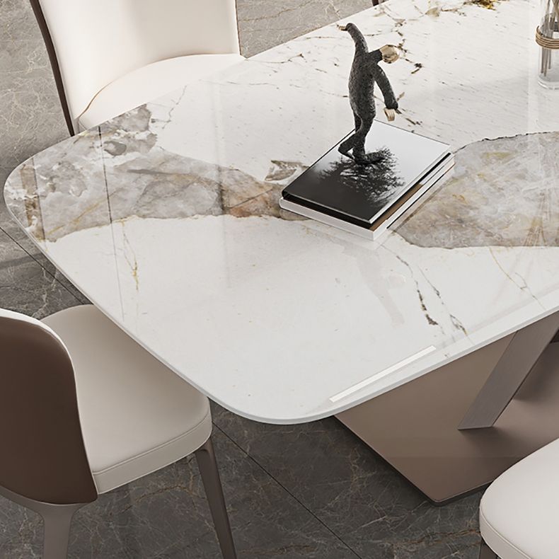 Metal Mesa de comedor de piedra sinterizada de metal tradicional de lujo para cocina y comedor
