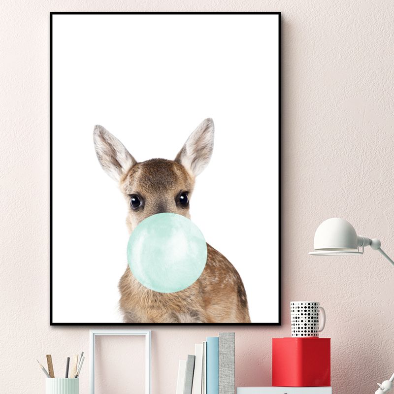 Animals Image Wall Decor Kid's Style Textured Girls Bedroom Painting, Multiple Sizes