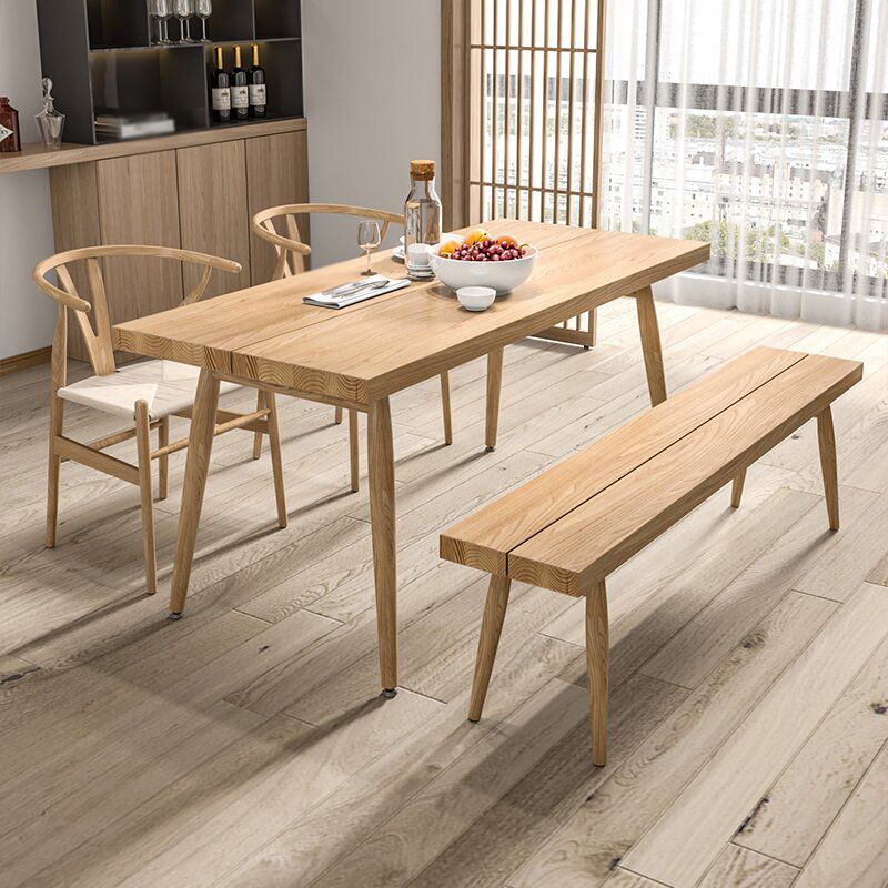 Modern 1/2/4 Pieces Beige Dinette Set Ash Wood Rectangle Dining Table Set