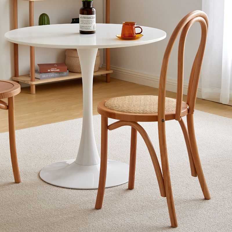 Tropische stijl hout dineren armloze stoel rattan patio eetstoel stoel