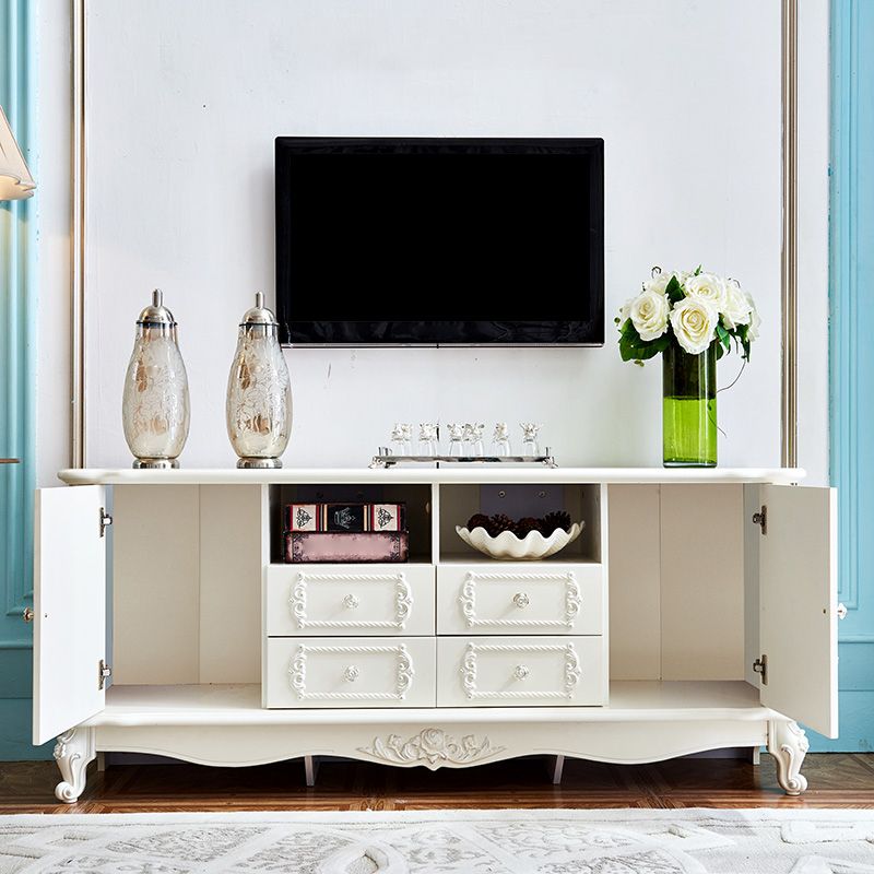 Rectangle Wooden TV Stand Traditional Enclosed Storage TV Cabinet