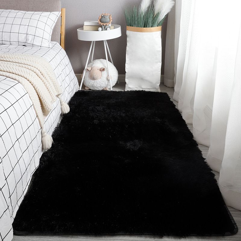 Green Modern Rug Polyester Solid Color Rug Non-Slip Backing Rug for Living Room