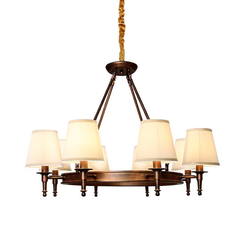 Bucket Shade Fabric Suspension Light Simplicity Living Room Chandelier Lighting Fixture