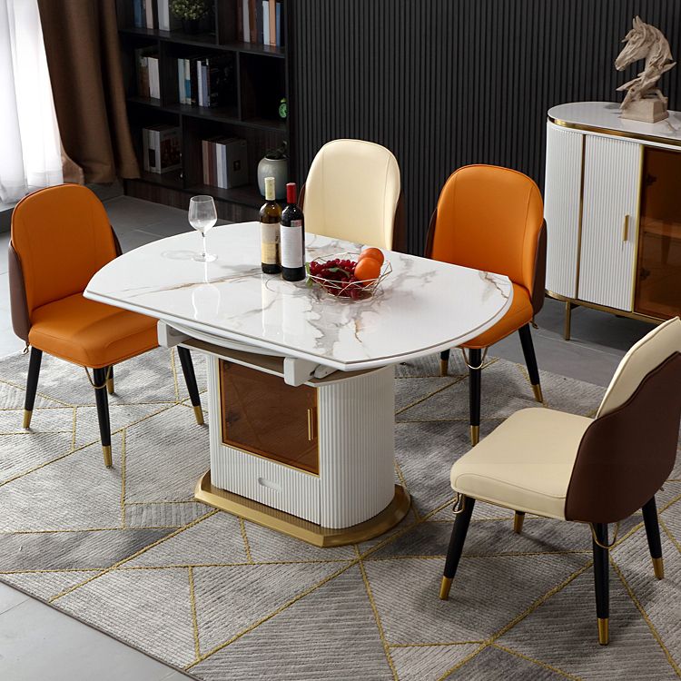 Mesa de comedor de pedestal redondo mesa de comedor de lujo tradicional con Draswer