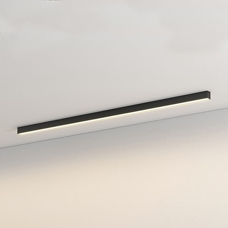 Metal Linear Shape Flush Ceiling Light Modern Style 1 Light Flush Mount Lighting in Black