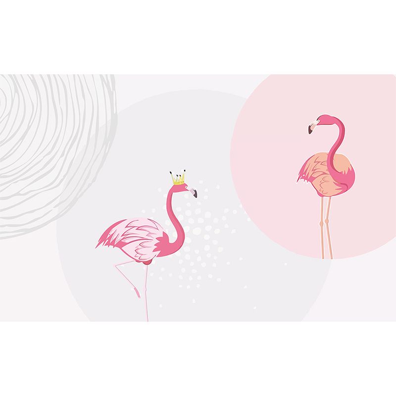 Greater Flamingo Wall Mural Contemporary Non-Woven Wall Covering in Pastel Color