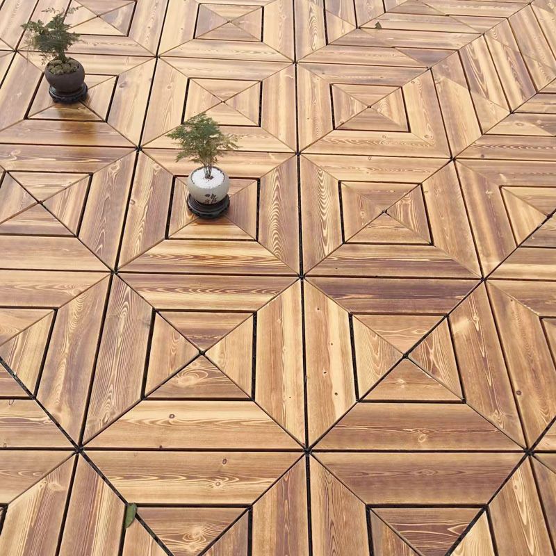 12" X 12" Square Hardwood Flooring Click-Locking Pine Wood Flooring Tiles