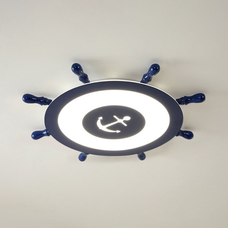 Plafonnier LED en acrylique bleu à montage encastré en forme de gouvernail pour chambre d'enfant