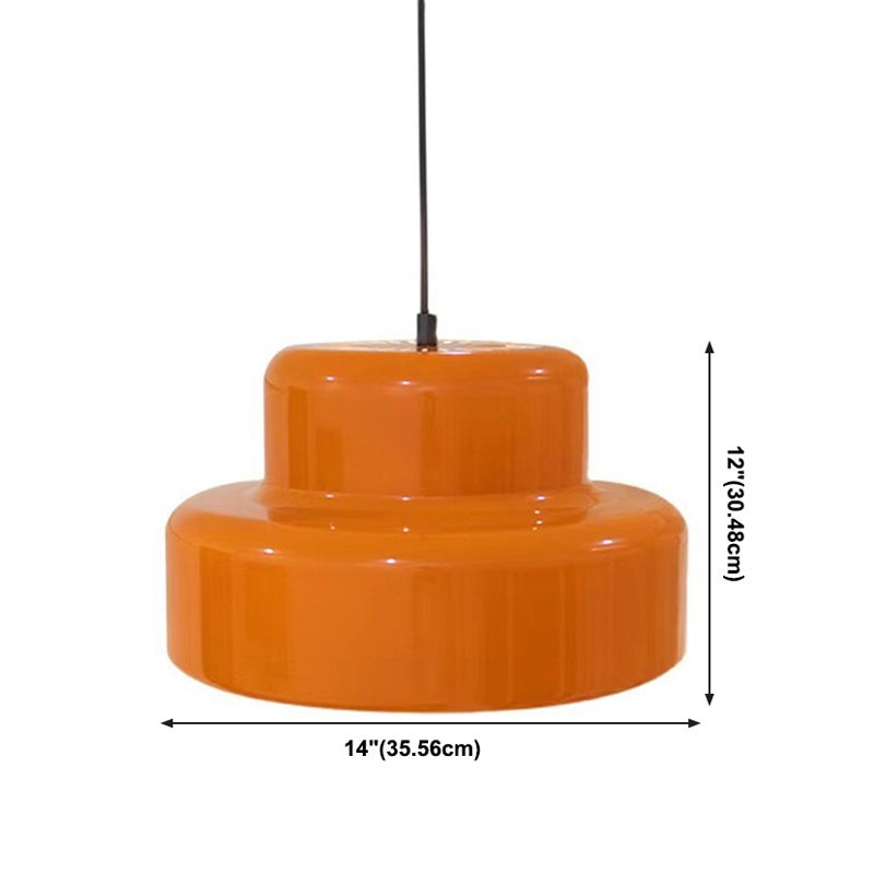 Stile moderno in stile cilindrico ombreggiatura chiodo in metallo 1 a sospensione leggera in arancione