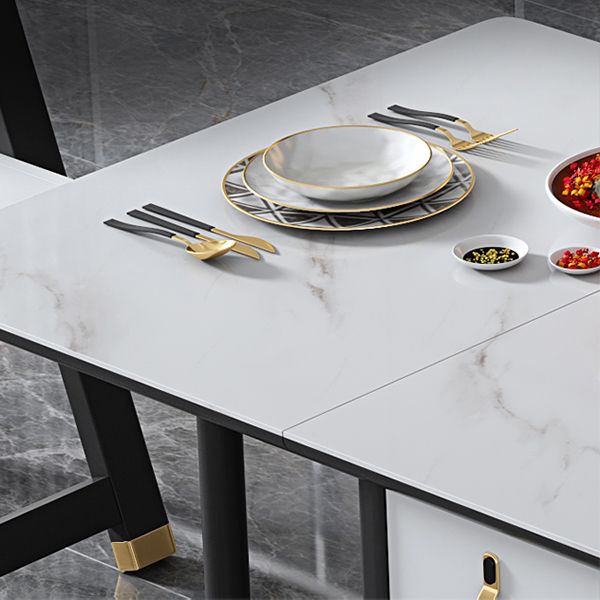 Solid Wood Contemporary Rectangular Table Glass Top Table with Drop Leaf