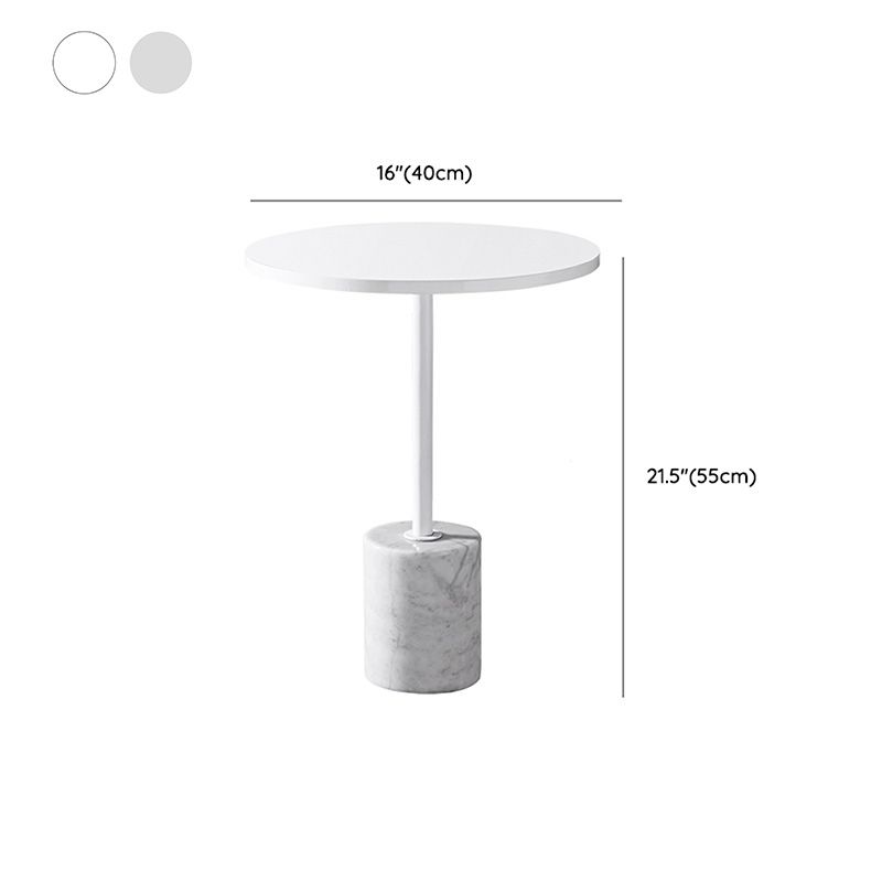 Modern Marble Pedestal End Slide Table White Round Corner Table