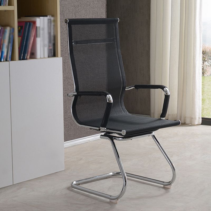 Modern & Contemporary Black Office Chair Fixed Arms Mesh Office Chair