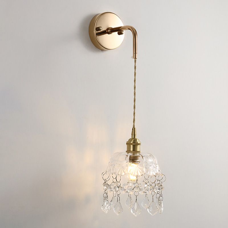 Bowl Shaped Wall Lighting Fixture Modern Style Glass Clear Wall Mounted Lighting