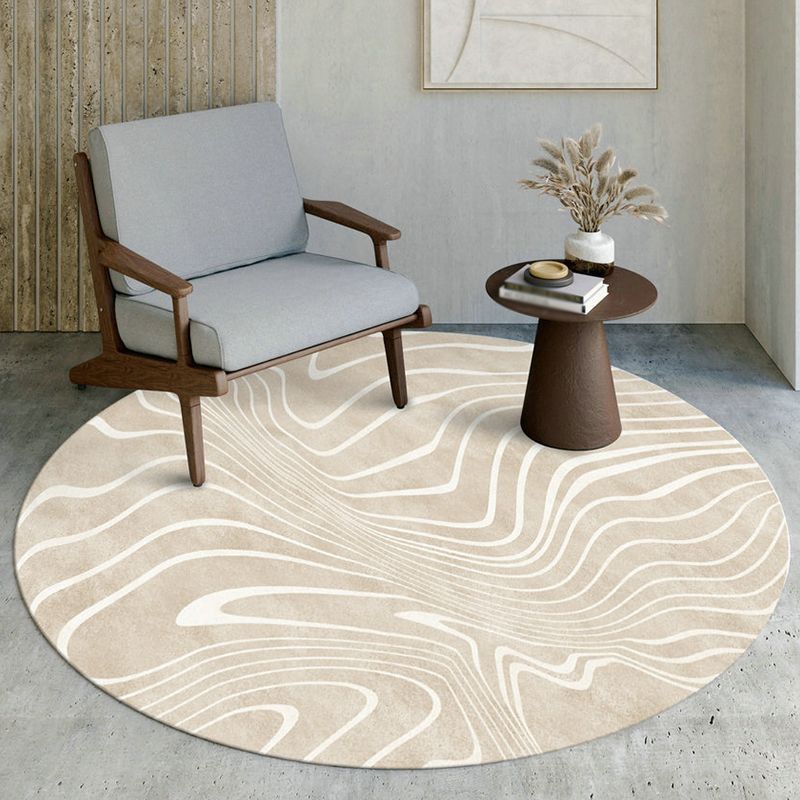 Modern Living Room Area Rug Abstract Pattern Polyester Area Carpet Non-Slip Backing Rug