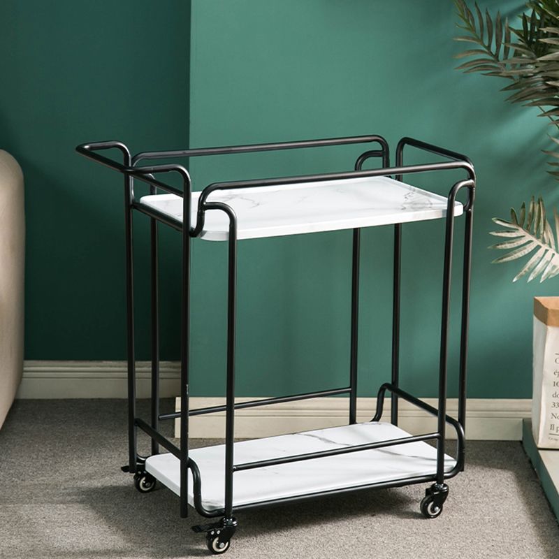 Modern 31.1"H Rolling Prep Table Rectangular Metal Prep Table for Home Use