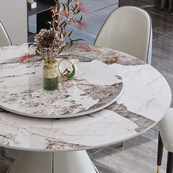 Tavolo da pranzo standard di forma rotonda di forma rotonda con grigio grigio con base di piedistallo