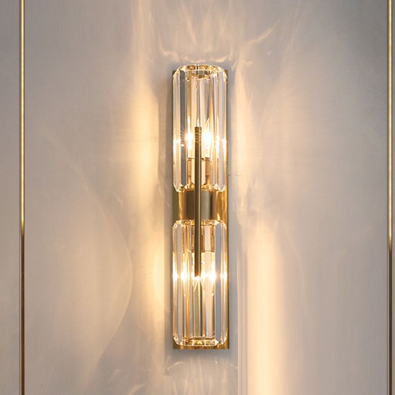 Geometrischer Schatten mehrleicht Wandleuchten Moderner Kristallwandmontageleuchte in Messing