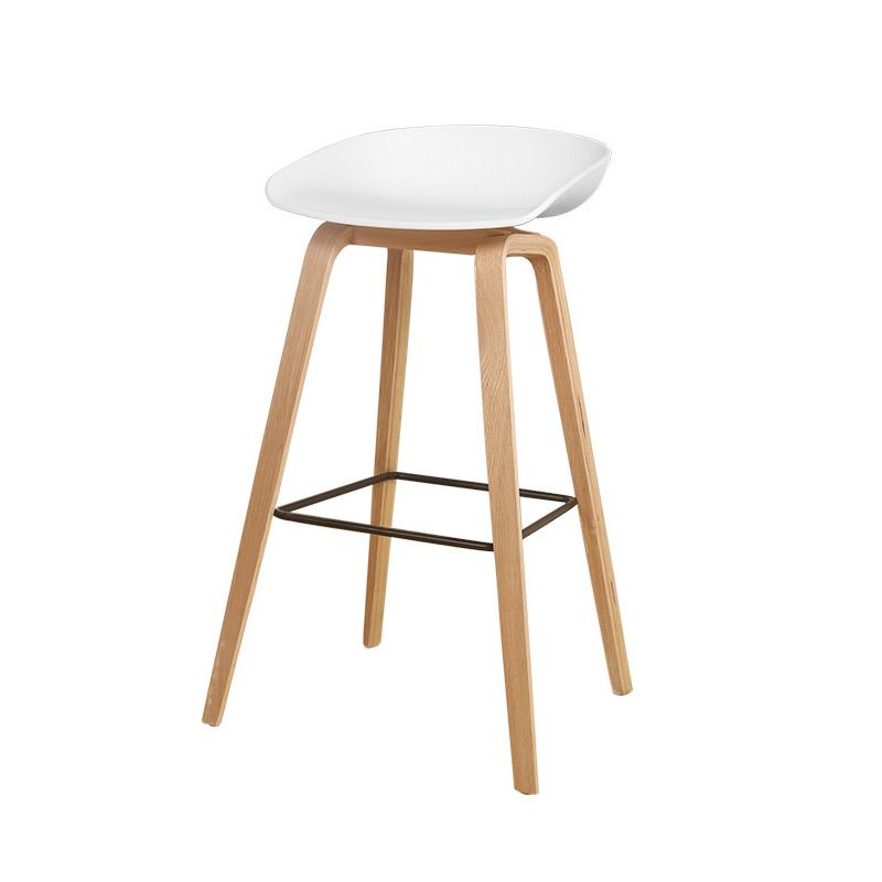 Modern Solid Wood Counter Stool Low Back Armless Bar Stool with Footrest