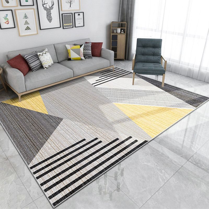 Multicolored Relaxing Rug Synthetics Geometric Printed Area Carpet Non-Slip Backing Easy Care Indoor Rug for Living Room