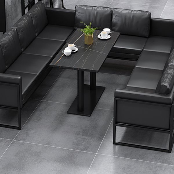 Industrial Sintered Stone Dinner Room Küchentisch Black Top Tisch mit schwarzem Rahmen