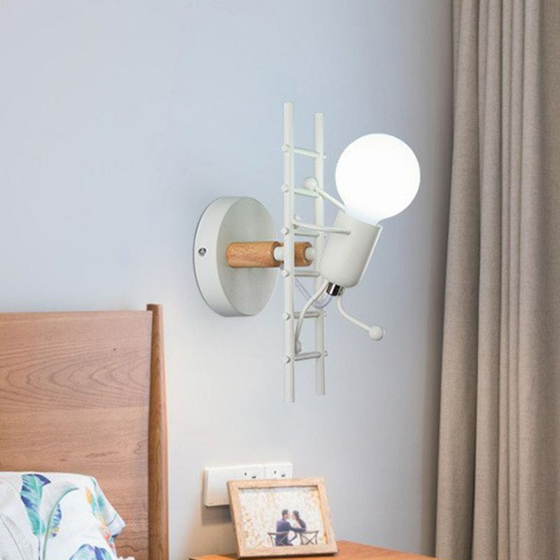 Ladder Stick Man Wall Lighting Decorative Metal 1-Head Bedside Wall Mounted Light