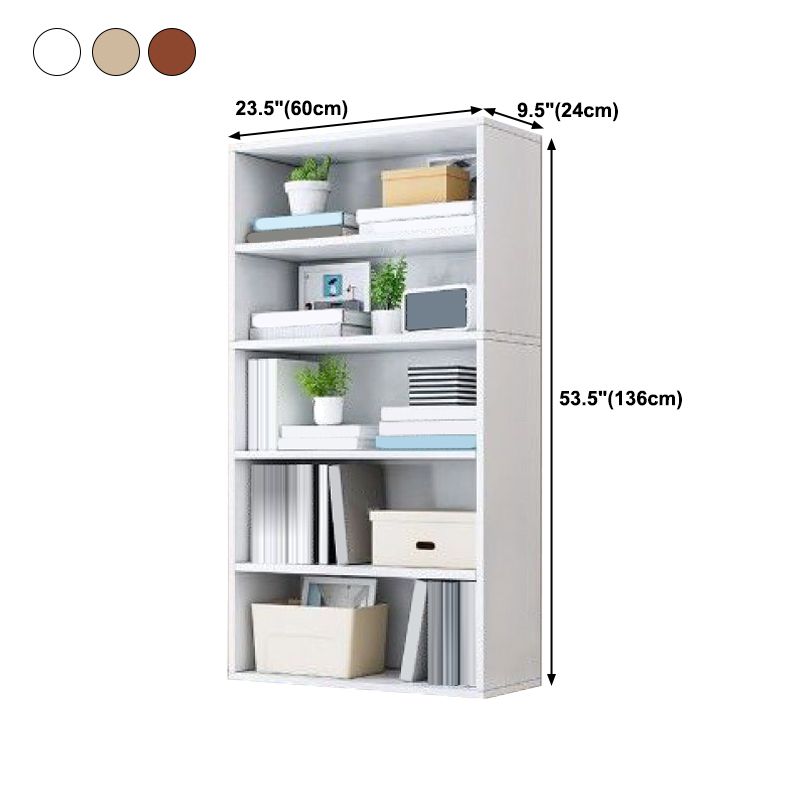 Modern Solid Bookcase Brown Rectangular Bookshelf for Living Room