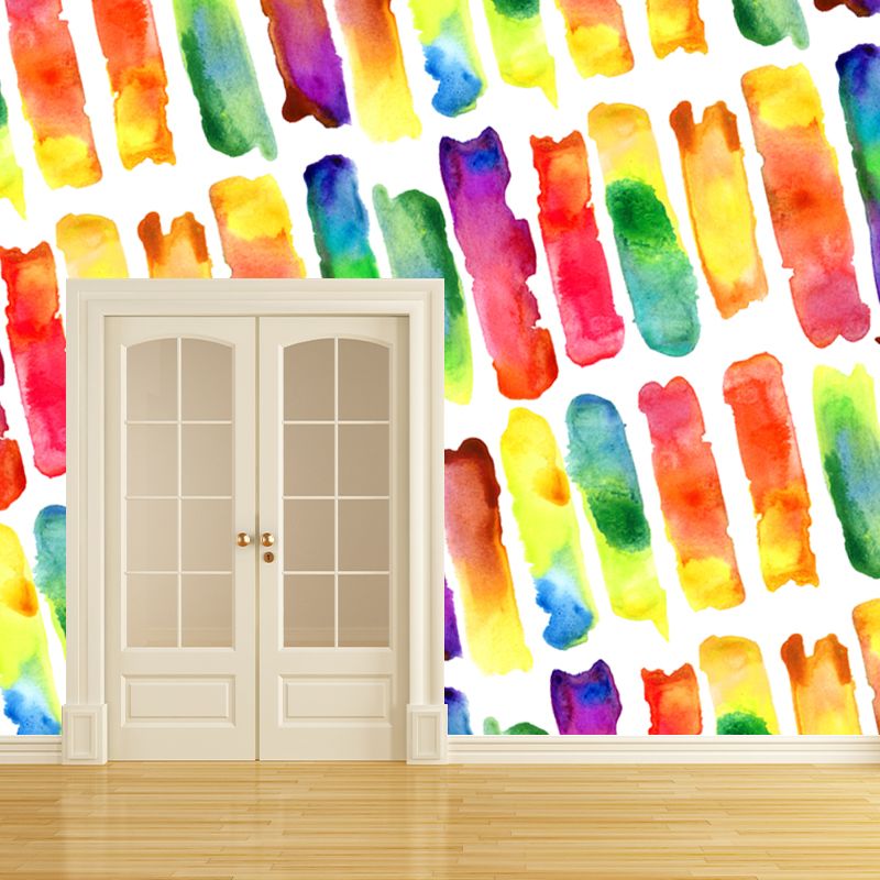 Watercolour Stroke Mural Wallpaper Yellow Modern Art Wall Decoration for Living Room