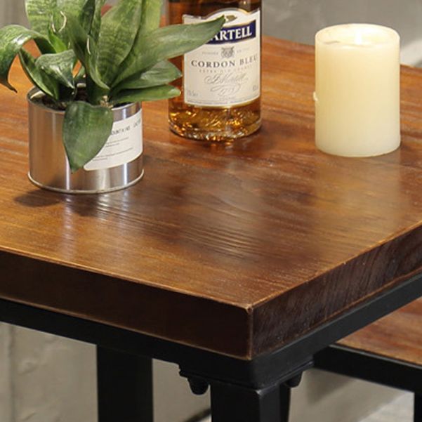 Pine Wood Bar Dining Table Industrial Bar Table with 4 Legs Base for Cafe Milk Tea Shop
