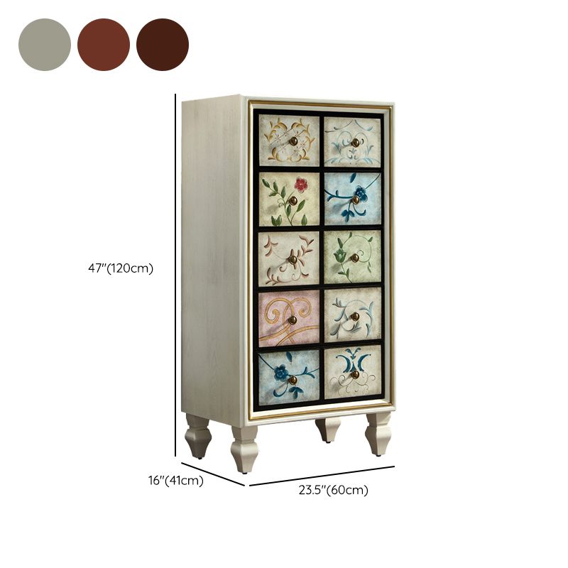 Traditional Bedroom Wooden Storage Chest Horizontal Chest with Drawers