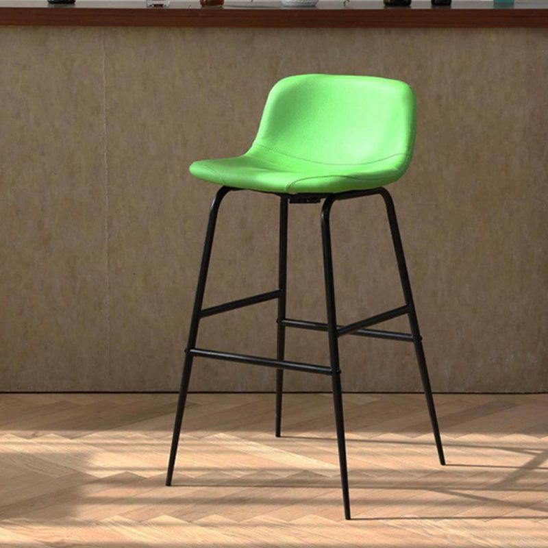 Faux Leather Dining Stools Industrial Bar Stools with Black Metal Base