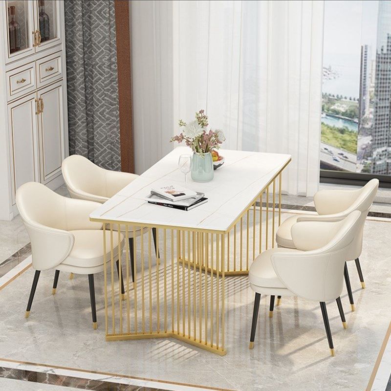 Rechthoekige eettafel Traditionele luxe eettafel met dubbel voetstuk
