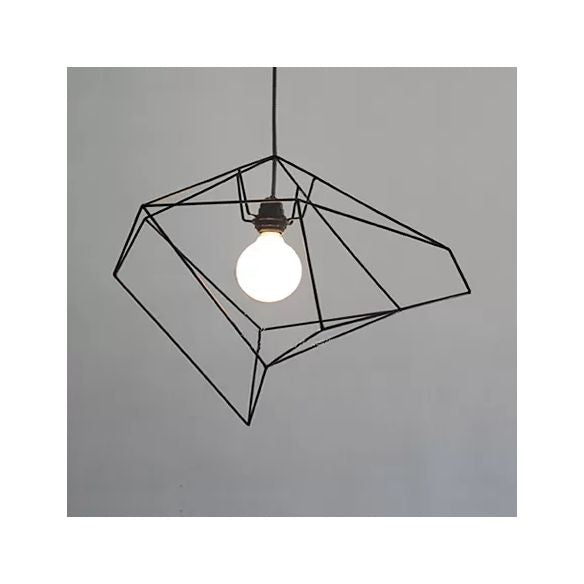 Simple 1 Light Suspension Light with Metal Shade Red/Yellow/Black Abstract Ceiling Pendant Light