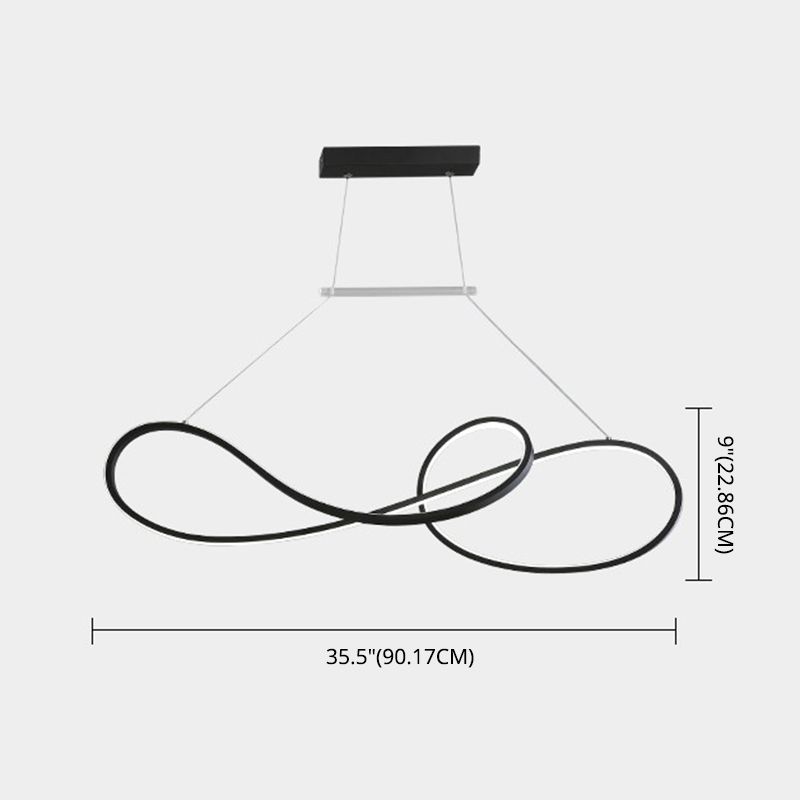 LED Strip Island Light Fixture Minimalist Metal Dining Room Linear Pendant Lighting