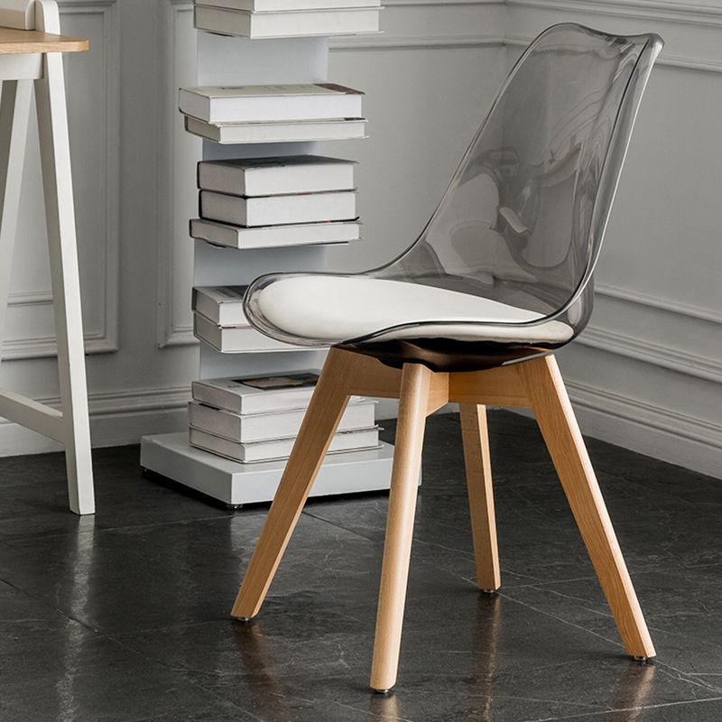 Skandinavische PU -Leder -Esstühle Armless Solid Back Stuhl