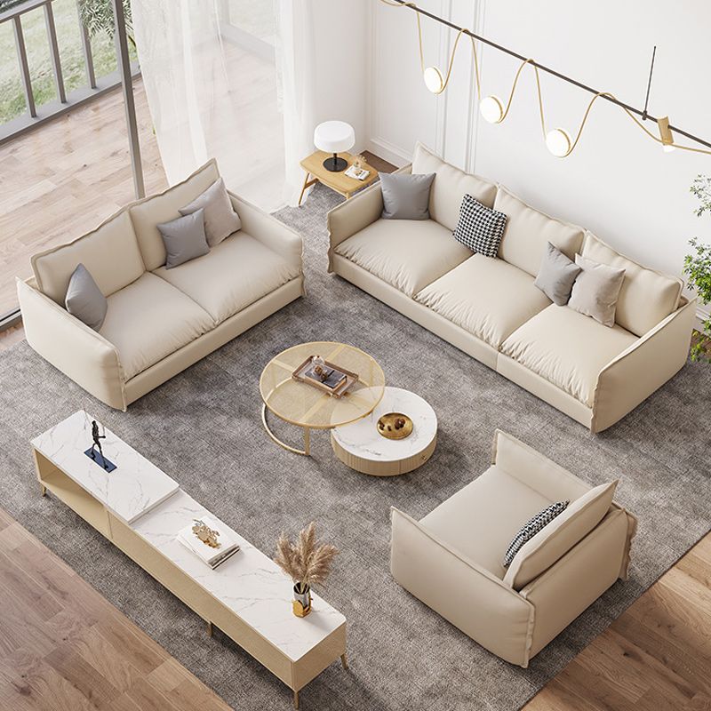 Fabric Living Room Square Arm Standard Cushions Contemporary Settee
