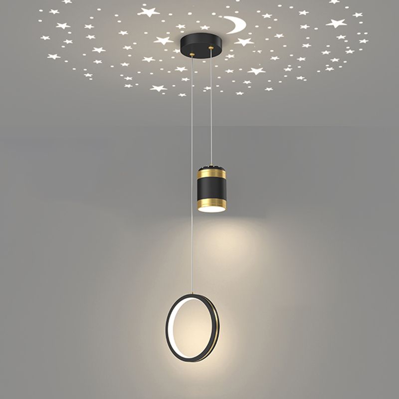 Metal Geometric Pendant Light Modern 2 Lights LED Hanging Pendant for Living Room