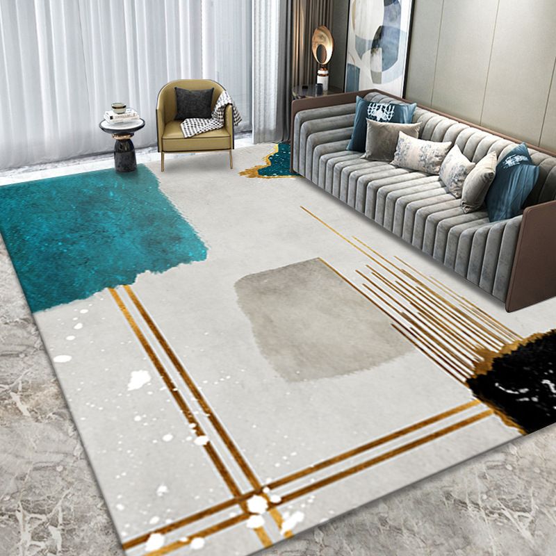Tapis contemporain gris clair, bloc de Polyester de couleur, lavable, pour la décoration de la maison